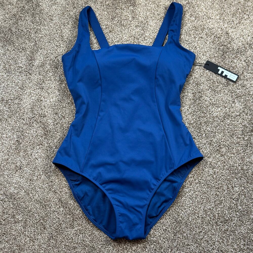 TA3 Sculpting Swimsuit Squarey XL Short Navy NWT $170 Tummy Control Adjustable